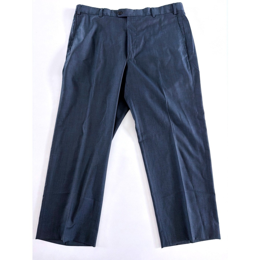 Zanella Dress Pants Mens 38 Navy Wool Todd Flat Front Trousers Made in Italy